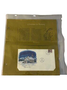 Vintage Christmas in Norway First Day Cover 1978 Oslo Stamp Holiday Cachet Sleev